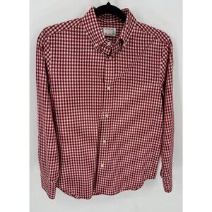 Crewcuts Boys Red & White Checkered Long Sleeve Gingham Button-Down Shirt